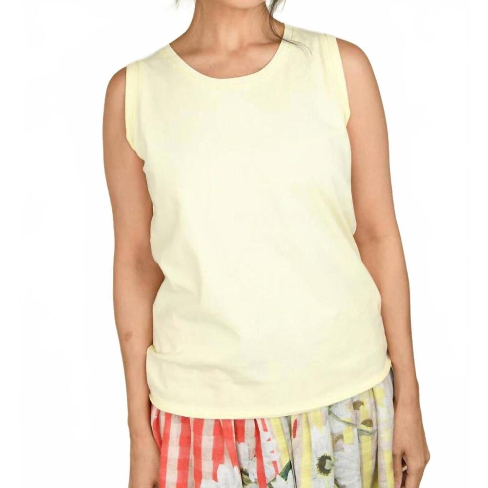 NEW HANNES ROETHER cotton sleeveless t-shirt in daisy yellow
